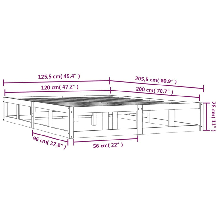 Bed Frame without Mattress Honey Brown 120x200 cm Solid Wood