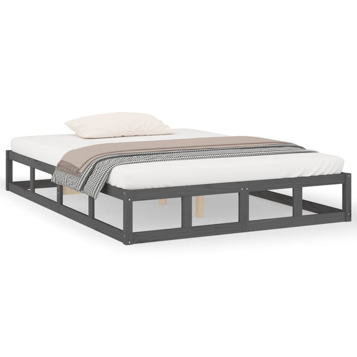 Bed Frame without Mattress Grey 150x200 cm King Size King Size Solid Wood