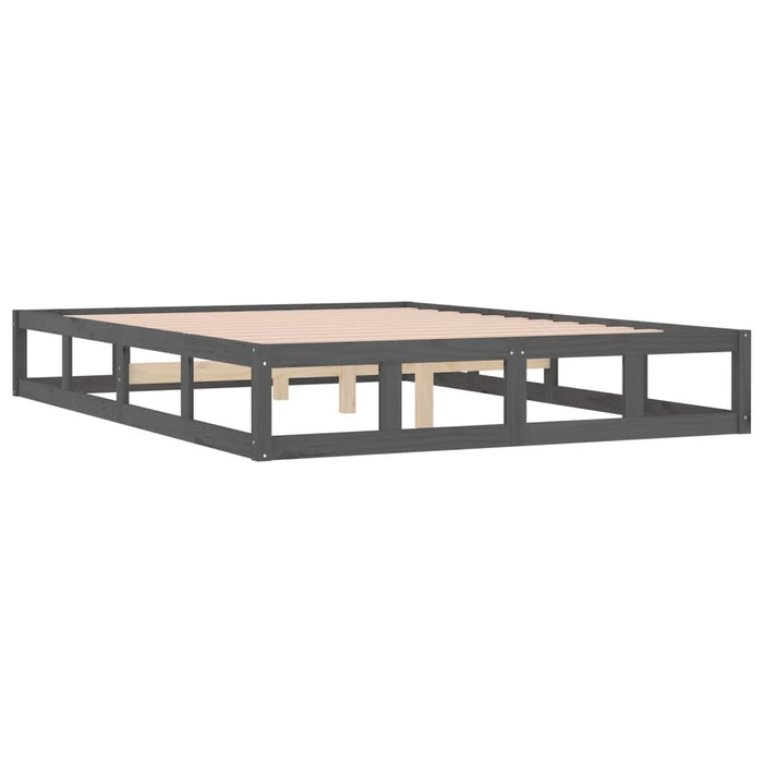 Bed Frame without Mattress Grey 150x200 cm King Size King Size Solid Wood