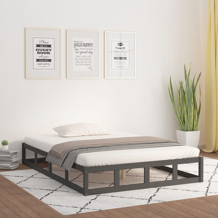 Bed Frame without Mattress Grey 150x200 cm King Size King Size Solid Wood