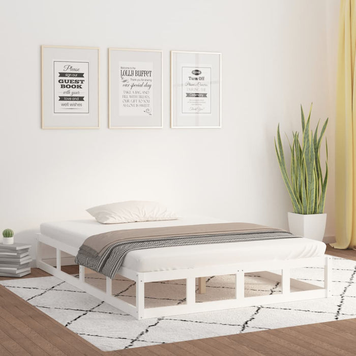 Bed Frame without Mattress White 200x200 cm Solid Wood