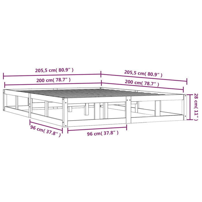 Bed Frame without Mattress Honey Brown 200x200 cm Solid Wood