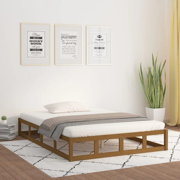 Bed Frame without Mattress Honey Brown 200x200 cm Solid Wood