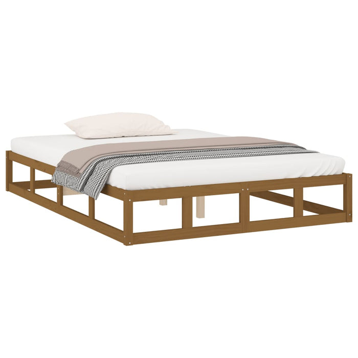 Bed Frame without Mattress Honey Brown 135x190 cm Double  Solid Wood