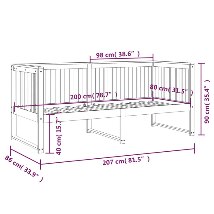 Day Bed without Mattress Grey 80x200 cm Solid Wood Pine