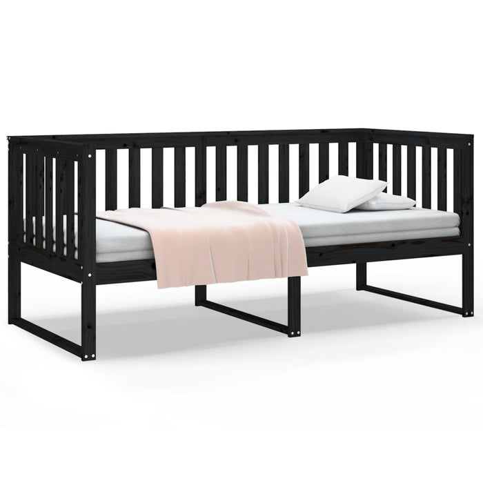 Day Bed without Mattress Black 90x190 cm Single Solid Wood Pine