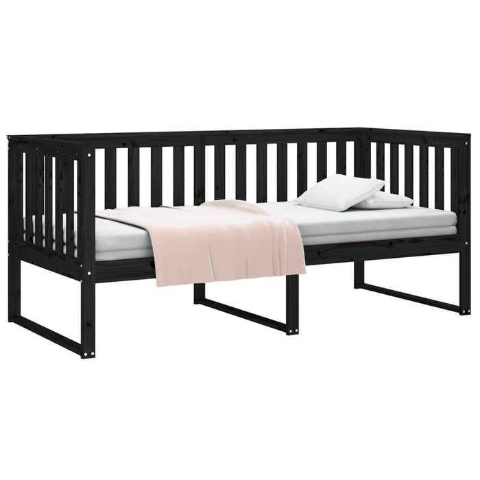 Day Bed without Mattress Black 90x190 cm Single Solid Wood Pine