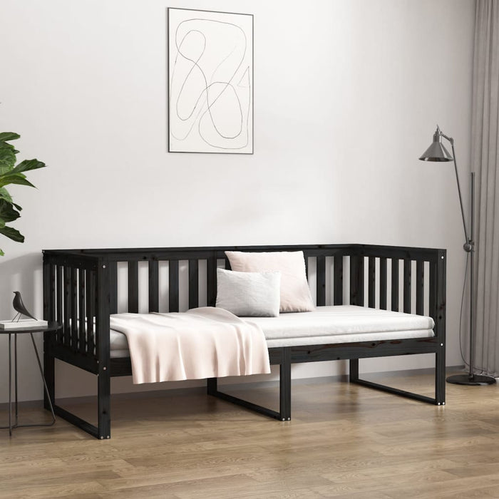 Day Bed without Mattress Black 90x190 cm Single Solid Wood Pine