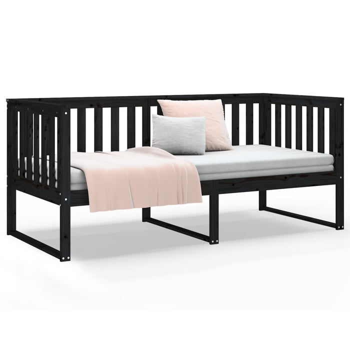 Day Bed without Mattress Black 90x190 cm Single Solid Wood Pine