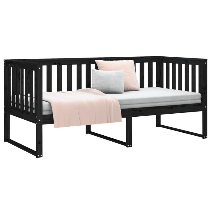 Day Bed without Mattress Black 90x190 cm Single Solid Wood Pine