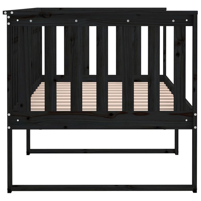 Day Bed without Mattress Black 90x190 cm Single Solid Wood Pine