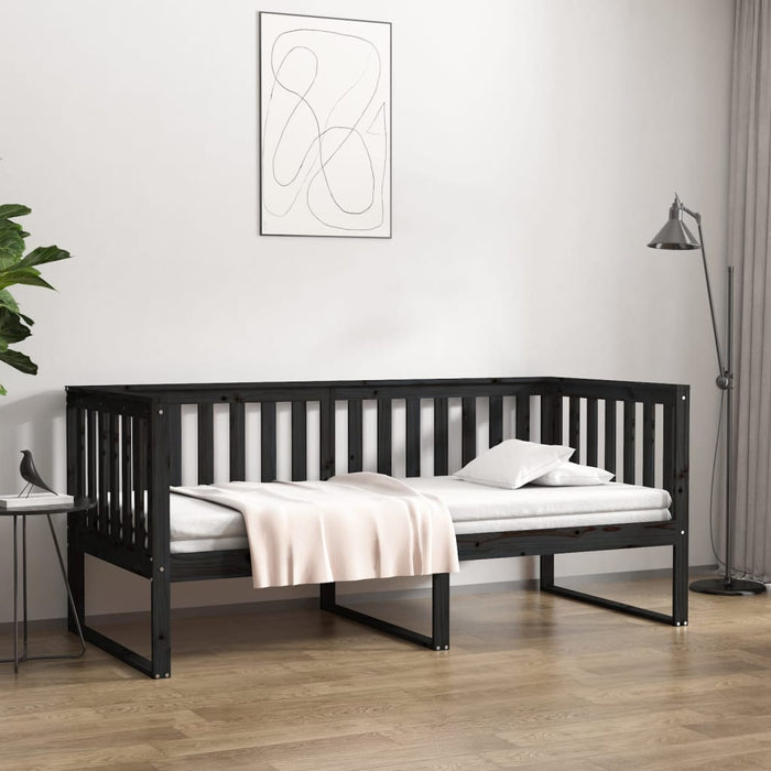 Day Bed without Mattress Black 90x190 cm Single Solid Wood Pine