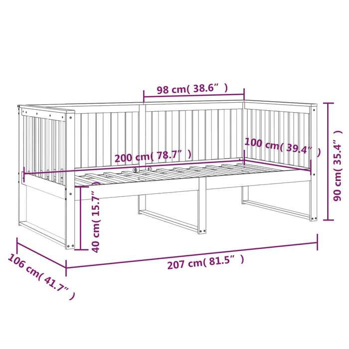 Day Bed without Mattress Honey Brown 100x200 cm Solid Wood Pine