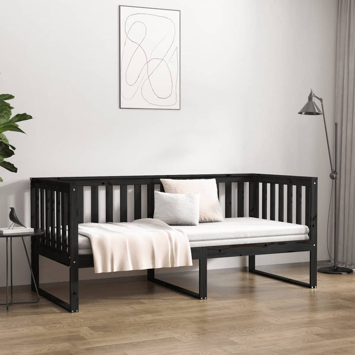 Day Bed without Mattress Black 100x200 cm Solid Wood Pine