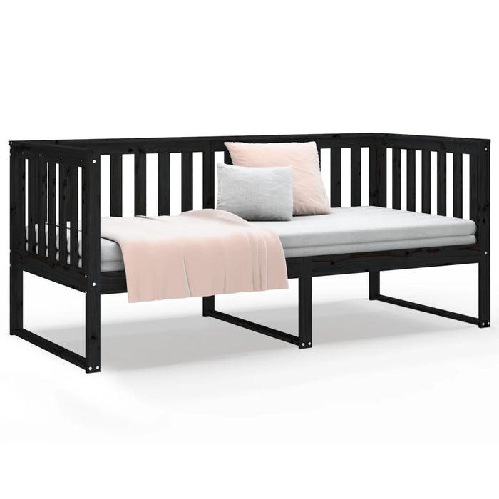 Day Bed without Mattress Black 100x200 cm Solid Wood Pine