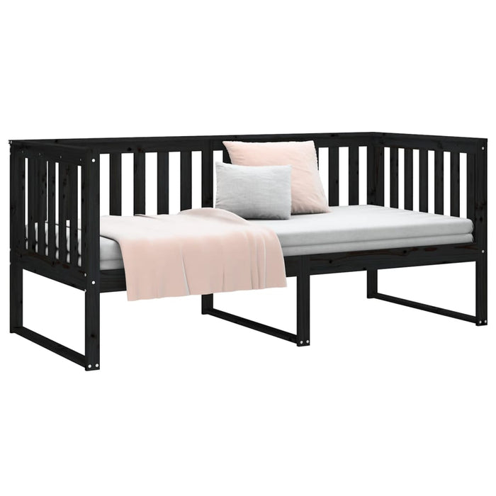 Day Bed without Mattress Black 100x200 cm Solid Wood Pine