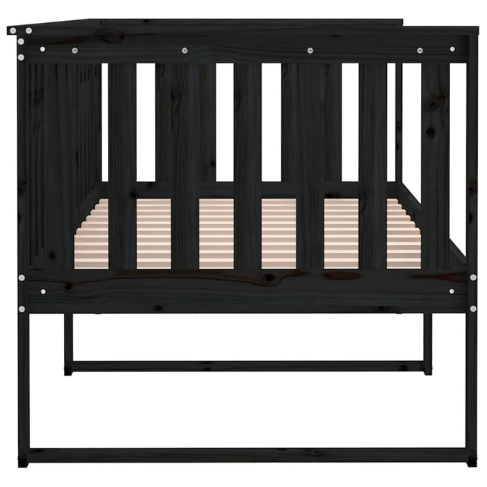 Day Bed without Mattress Black 100x200 cm Solid Wood Pine