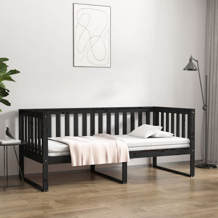 Day Bed without Mattress Black 100x200 cm Solid Wood Pine