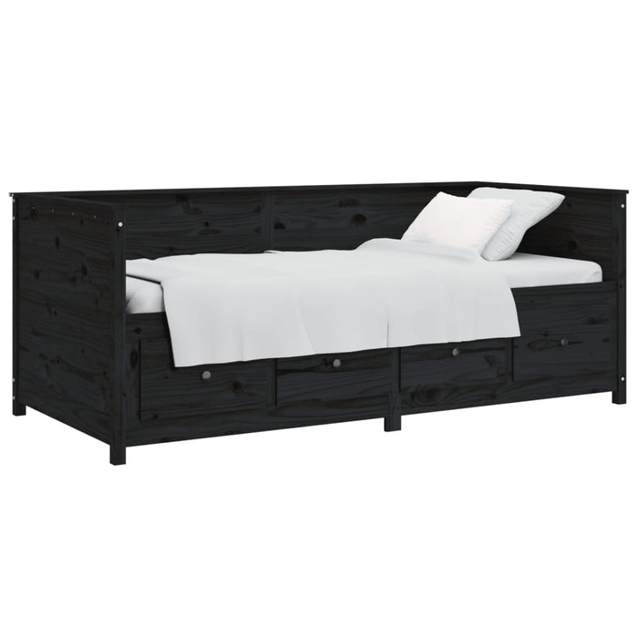 Day Bed without Mattress Black 100x200 cm Solid Wood Pine