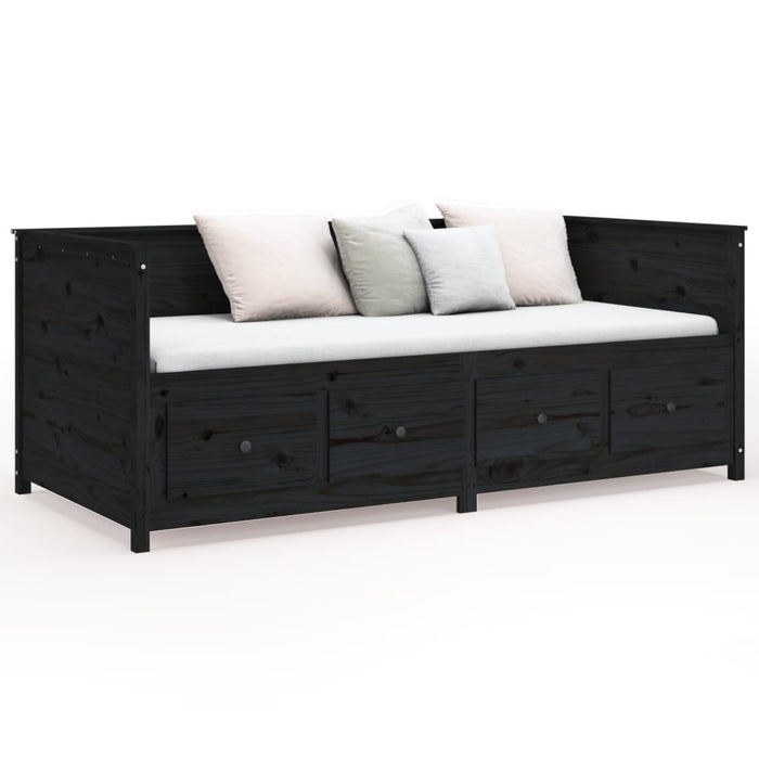 Day Bed without Mattress Black 100x200 cm Solid Wood Pine