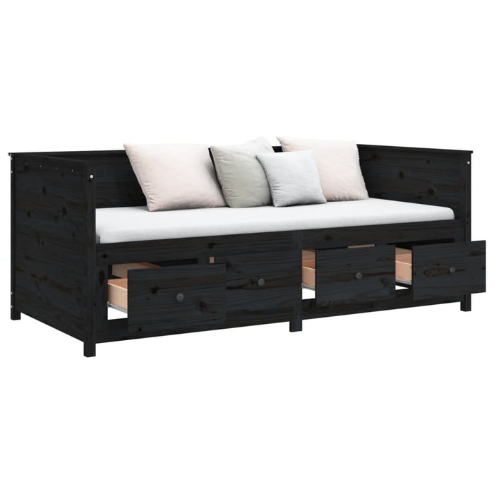 Day Bed without Mattress Black 100x200 cm Solid Wood Pine