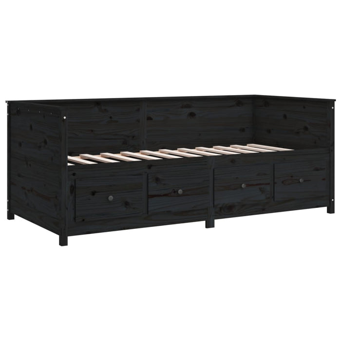 Day Bed without Mattress Black 100x200 cm Solid Wood Pine