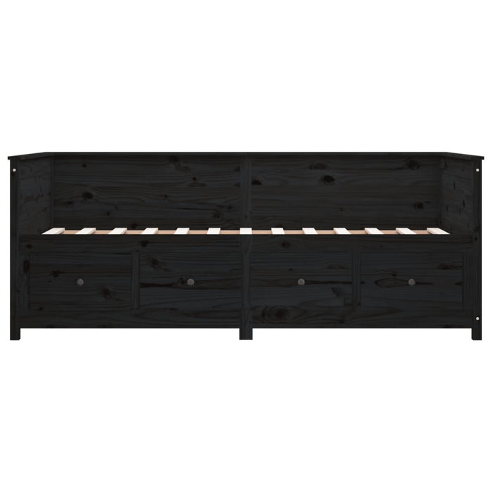 Day Bed without Mattress Black 100x200 cm Solid Wood Pine