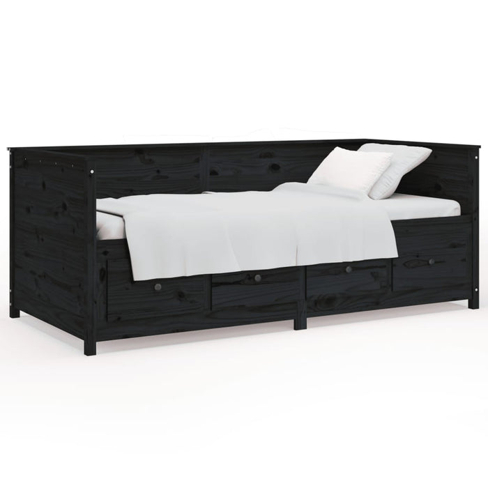 Day Bed without Mattress Black 90x200 cm Solid Wood Pine