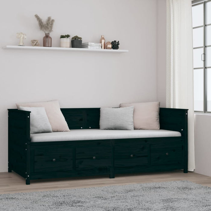 Day Bed without Mattress Black 90x200 cm Solid Wood Pine