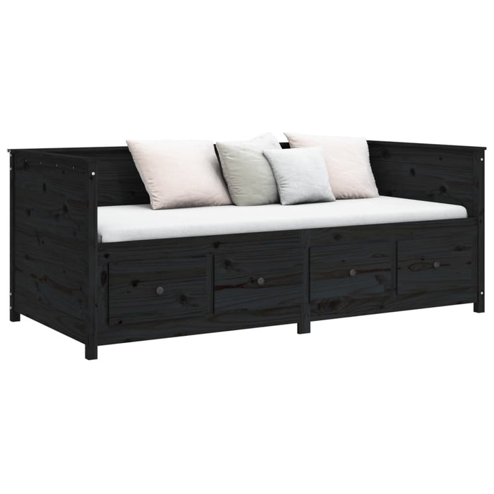 Day Bed without Mattress Black 90x200 cm Solid Wood Pine