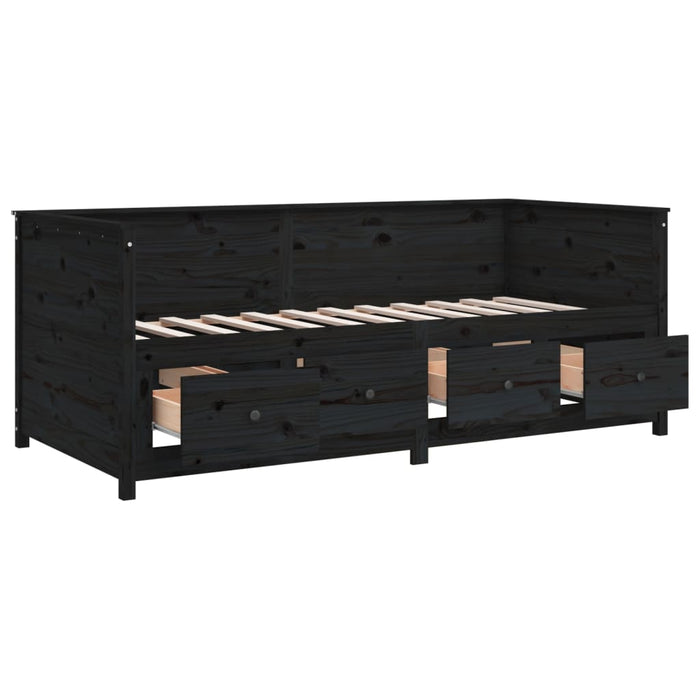 Day Bed without Mattress Black 90x200 cm Solid Wood Pine