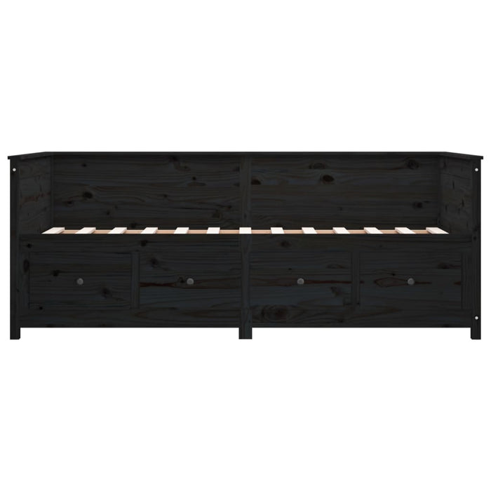 Day Bed without Mattress Black 90x200 cm Solid Wood Pine