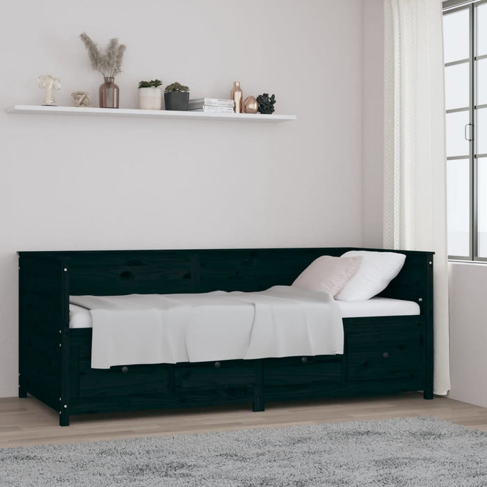 Day Bed without Mattress Black 90x200 cm Solid Wood Pine