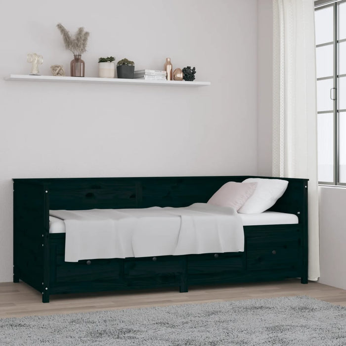 Day Bed without Mattress Black 80x200 cm Solid Wood Pine