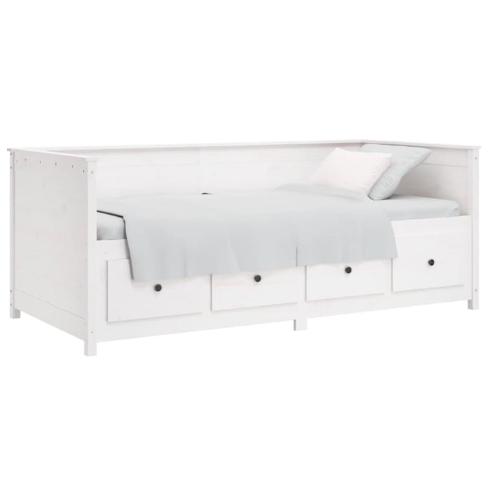 Day Bed without Mattress White 90x190 cm Single Solid Wood Pine