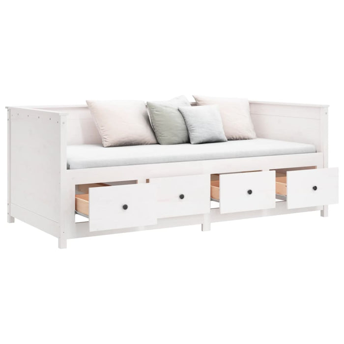 Day Bed without Mattress White 90x190 cm Single Solid Wood Pine