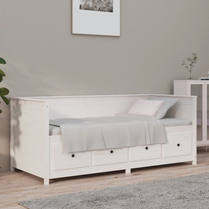 Day Bed without Mattress White 90x190 cm Single Solid Wood Pine