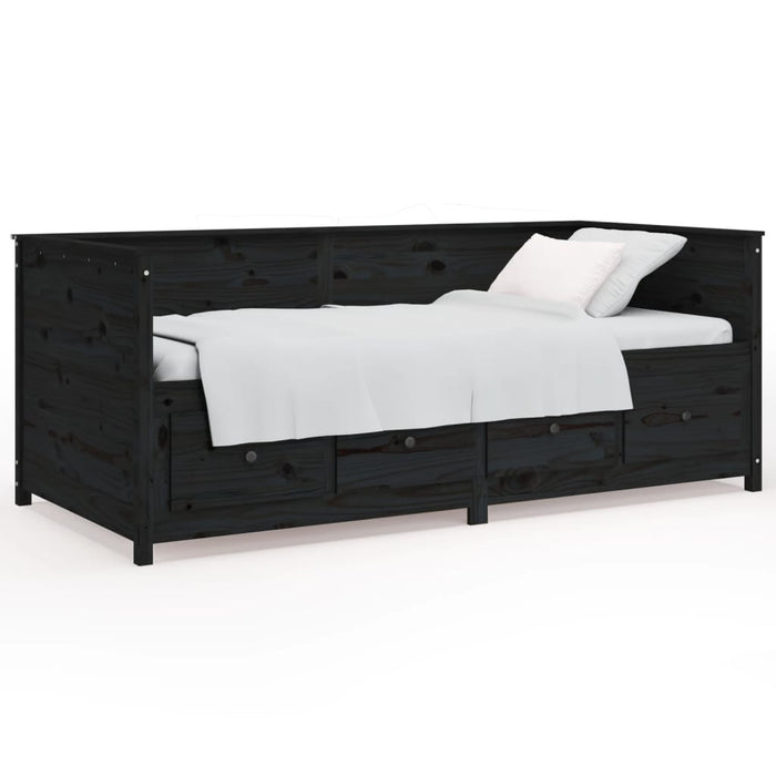 Day Bed without Mattress Black 90x190 cm Single  Solid Wood Pine