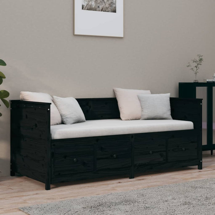 Day Bed without Mattress Black 90x190 cm Single  Solid Wood Pine