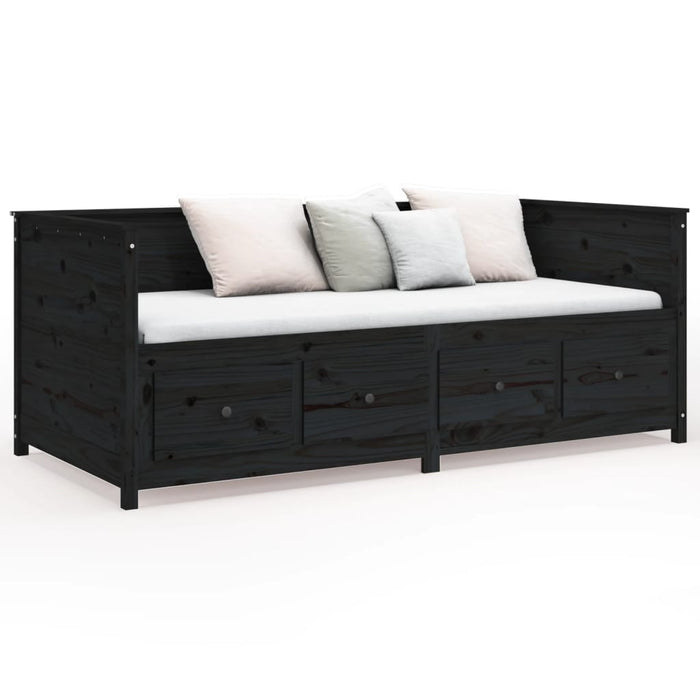 Day Bed without Mattress Black 90x190 cm Single  Solid Wood Pine