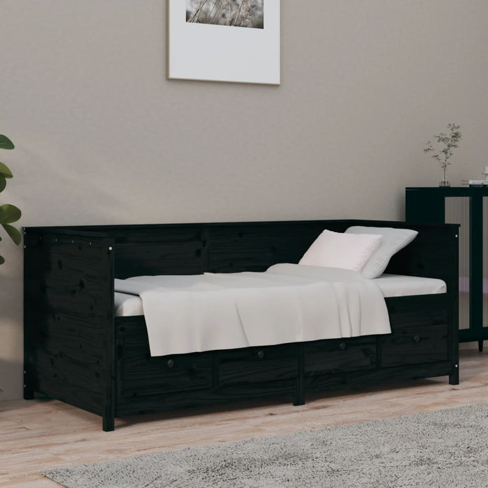 Day Bed without Mattress Black 90x190 cm Single  Solid Wood Pine