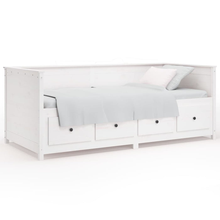 Day Bed without Mattress White 75x190 cm Small Single Solid Wood Pine