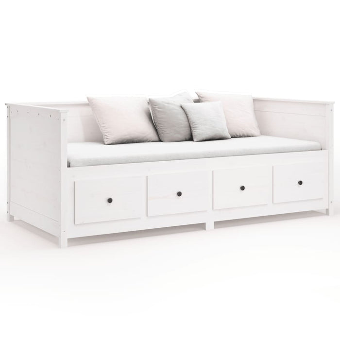 Day Bed without Mattress White 75x190 cm Small Single Solid Wood Pine