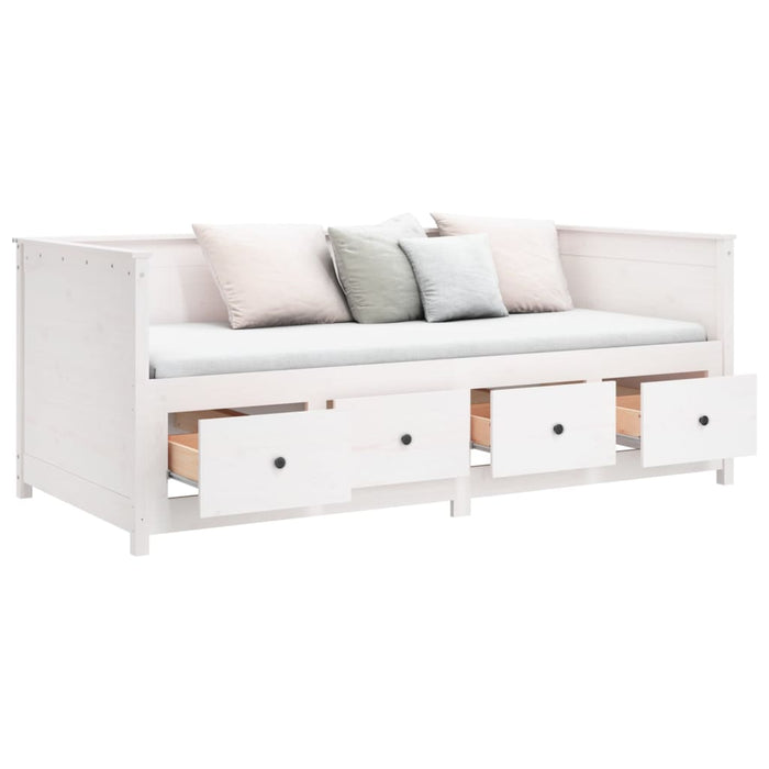 Day Bed without Mattress White 75x190 cm Small Single Solid Wood Pine