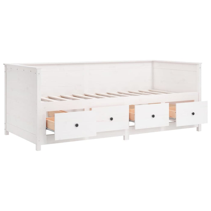 Day Bed without Mattress White 75x190 cm Small Single Solid Wood Pine