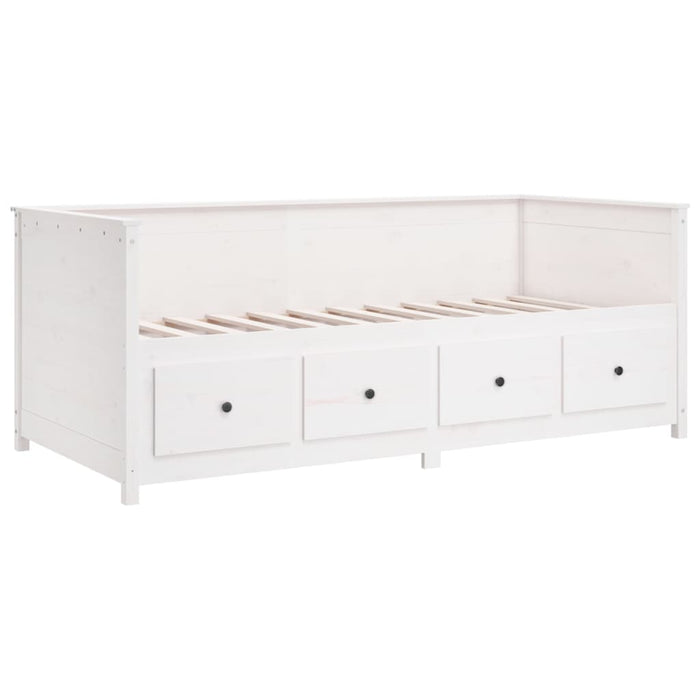 Day Bed without Mattress White 75x190 cm Small Single Solid Wood Pine