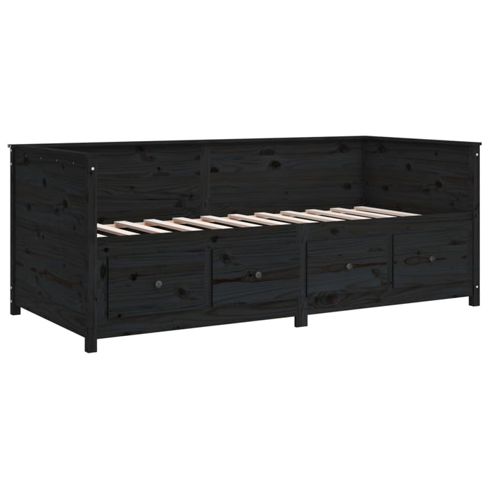 Day Bed without Mattress Black 75x190 cm Small Single Solid Wood Pine