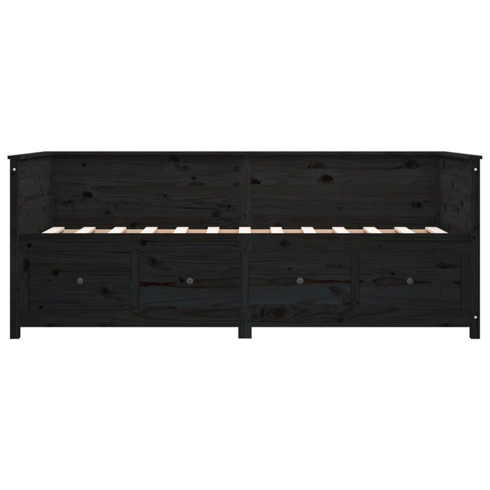 Day Bed without Mattress Black 75x190 cm Small Single Solid Wood Pine