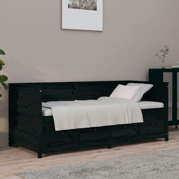 Day Bed without Mattress Black 75x190 cm Small Single Solid Wood Pine