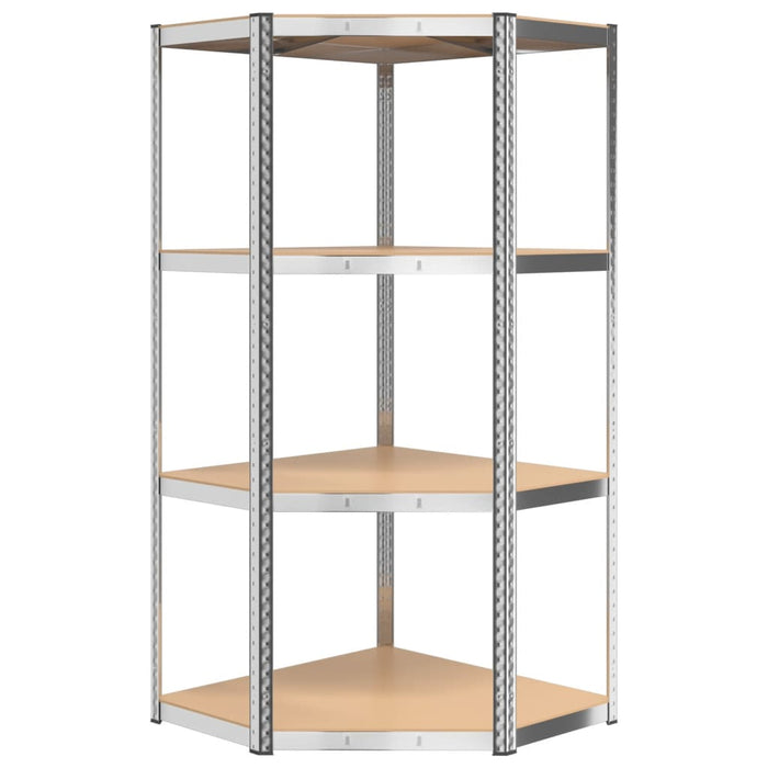 4-Layer Corner Shelf Silver Steel&Engineered Wood